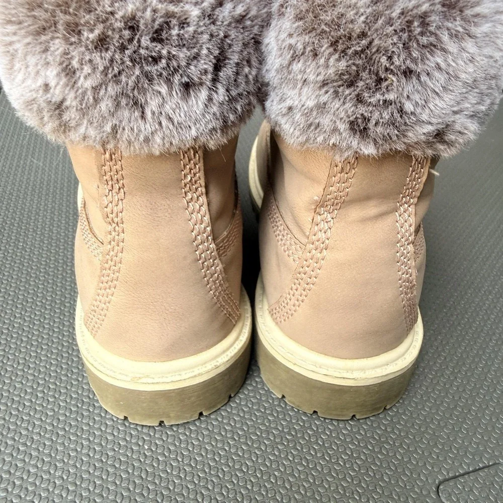 Portland Boots Womens Size 6 Beige Faux Fur Lined Ankle Snow Lace Up Winter